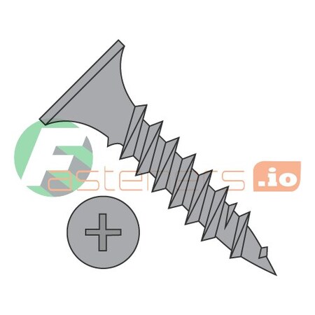 Newport Fasteners Drywall Screw, #6 x 1-5/8 in, Steel, Flat Head Phillips Drive, 5000 PK 836321